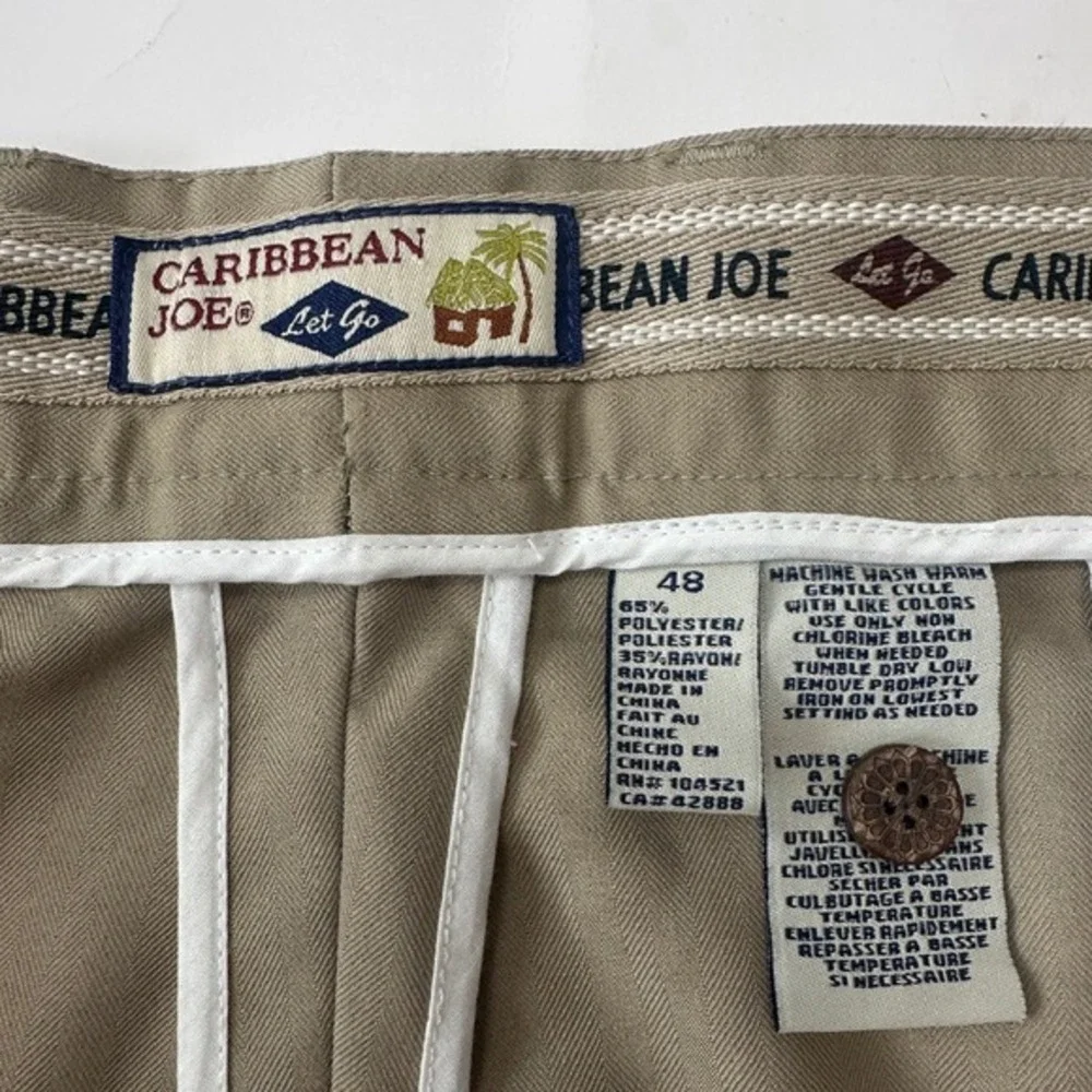 Caribbean Joe Pleated Shorts Khaki Casual Comfort‎ Fit Men's Size 48